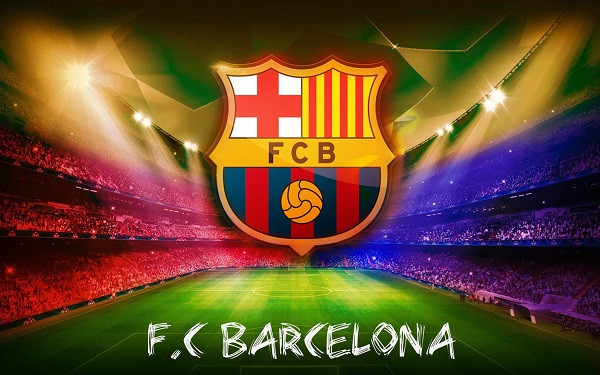 Hình nền logo FC Barcelona với màu sắc xanh đỏ đặc trưng