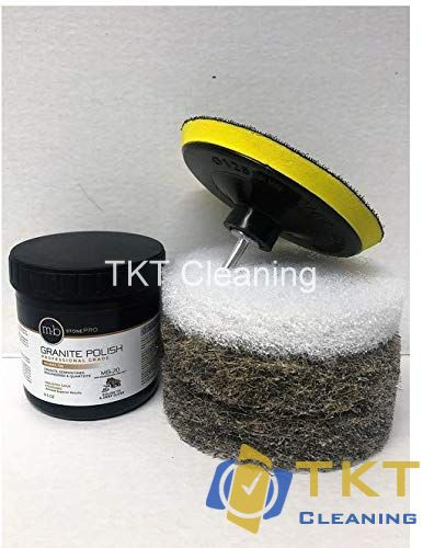Hóa chất chuyên dụng và pad đánh bóng, là thành phần quan trọng của quy trình đánh bóng đá granite có hóa chất