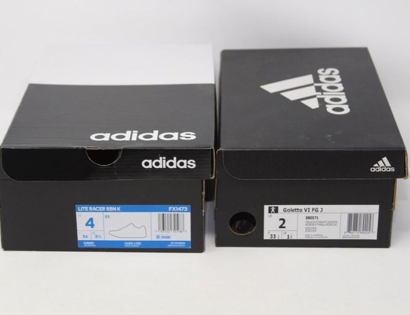 Hộp và tag giày Adidas chính hãng đảm bảo thông tin rõ ràng, chất lượng cao