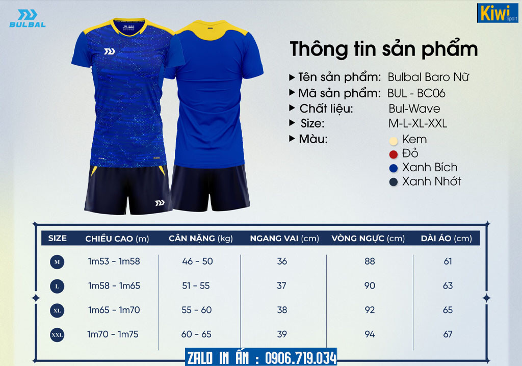 Hướng dẫn chọn size bộ đồ bóng chuyền nữ Baro