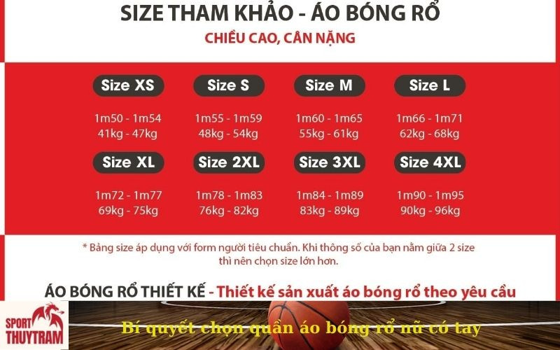Hướng dẫn chọn size quần áo bóng rổ nữ có tay phù hợp với vóc dáng