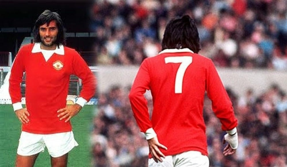 Huyền thoại George Best trong trang phục số 7 của Manchester United