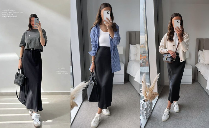 Có thể kết hợp cùng áo phông, sơ mi hoặc cardigan để có vẻ ngoài trẻ trung hơn