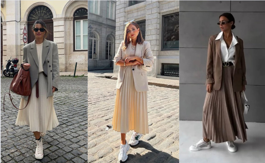 Kết hợp thêm với blazer để có vẻ ngoài vừa nữ tính, thanh lịch vừa chuyên nghiệp