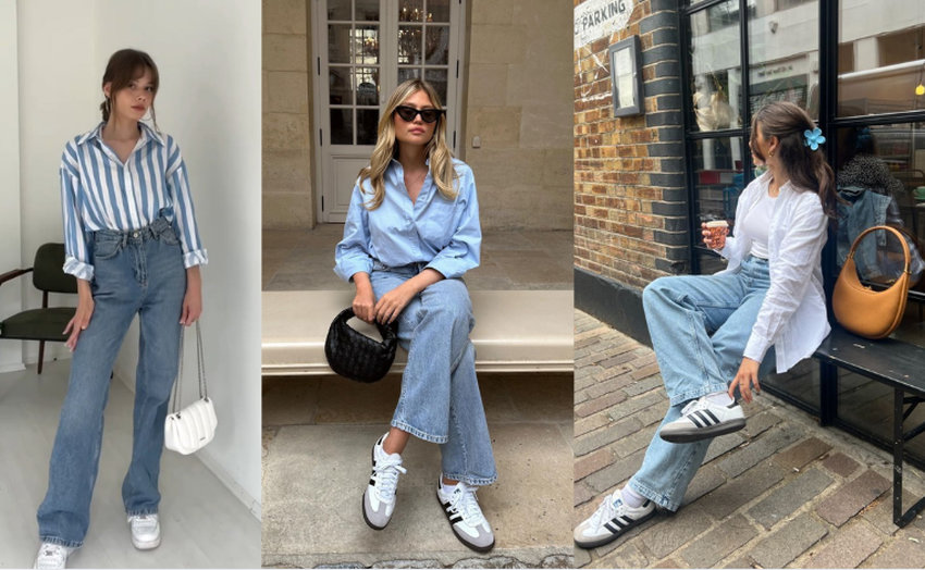 Cơ bản nhưng hiệu quả: jeans phối sơ mi và giày trắng năng động