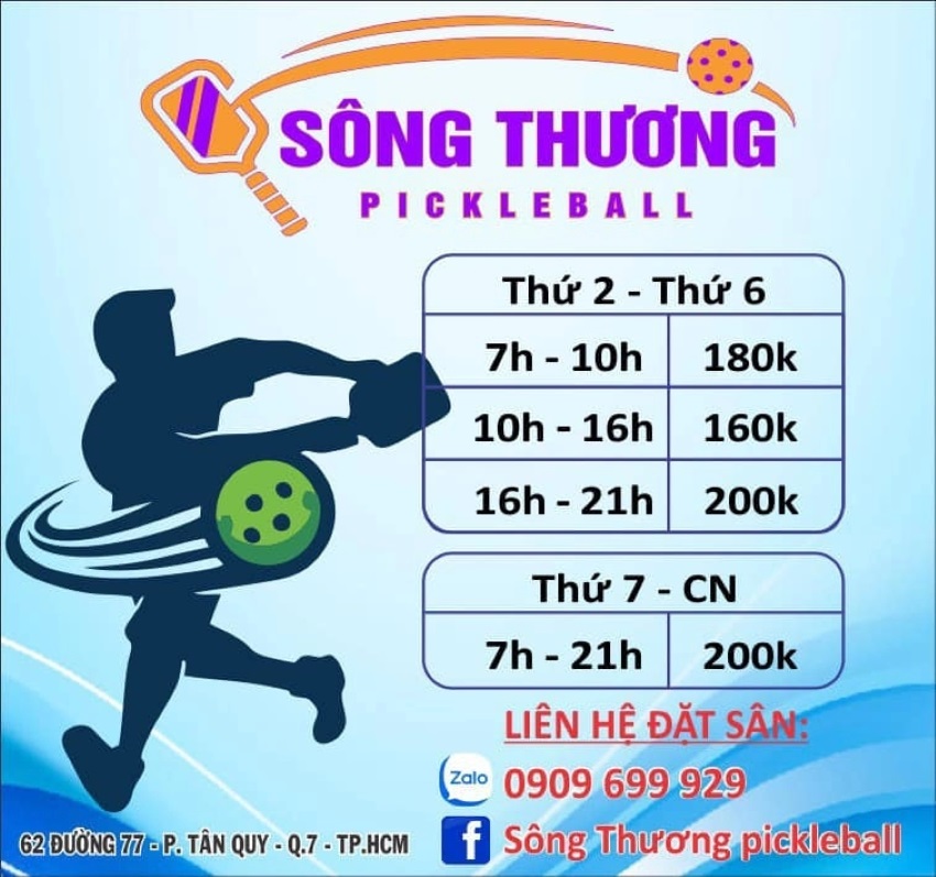 Bảng giá sân Pickleball Sông Thương