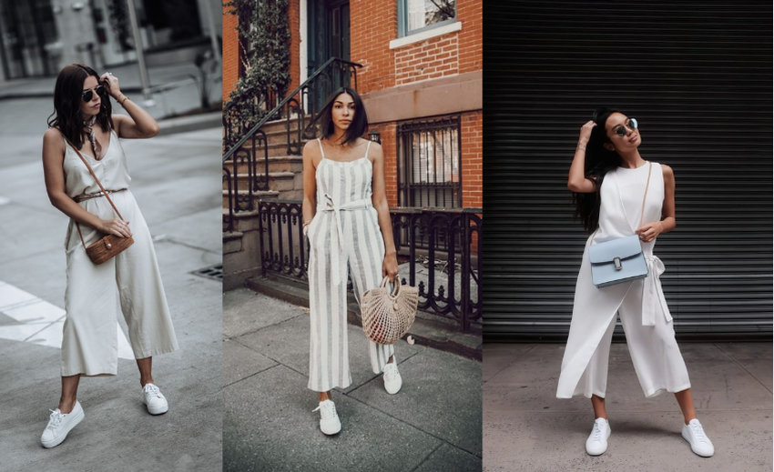 Đơn giản mà thời trang, jumpsuit kết hợp giày thể thao trắng mang đến sự tiện dụng