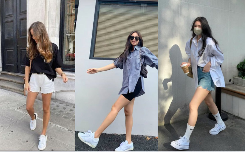 Trang phục năng động cho ngày hè cùng quần short và áo phom rộng
