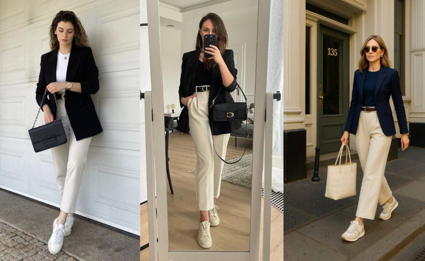 Outfit vừa tôn dáng vừa lịch thiệp với quần ống đứng và blazer khoác nhẹ