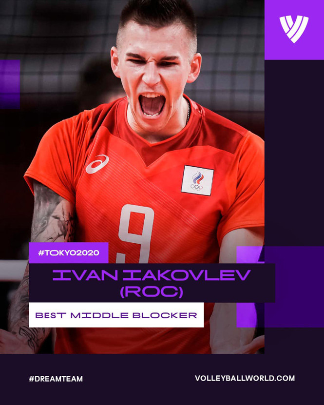 Ivan Iakovlev của ROC, phụ công xuất sắc tại bóng chuyền nam Olympic 2021
