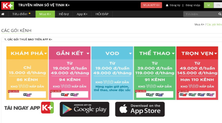 K+ Live TV &amp; VOD trên Smart TV