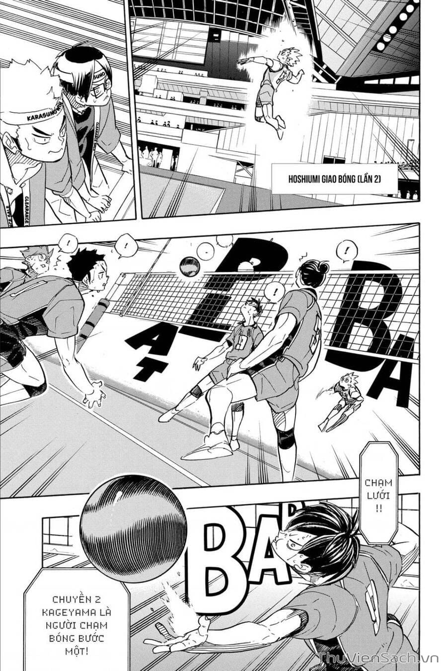 Kageyama Tobio chuyền bóng trong một trận đấu căng thẳng của Haikyuu