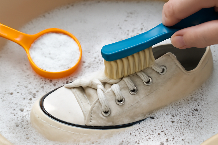 Tránh chà giày quá mạnh làm hỏng sợi vải và chất liệu