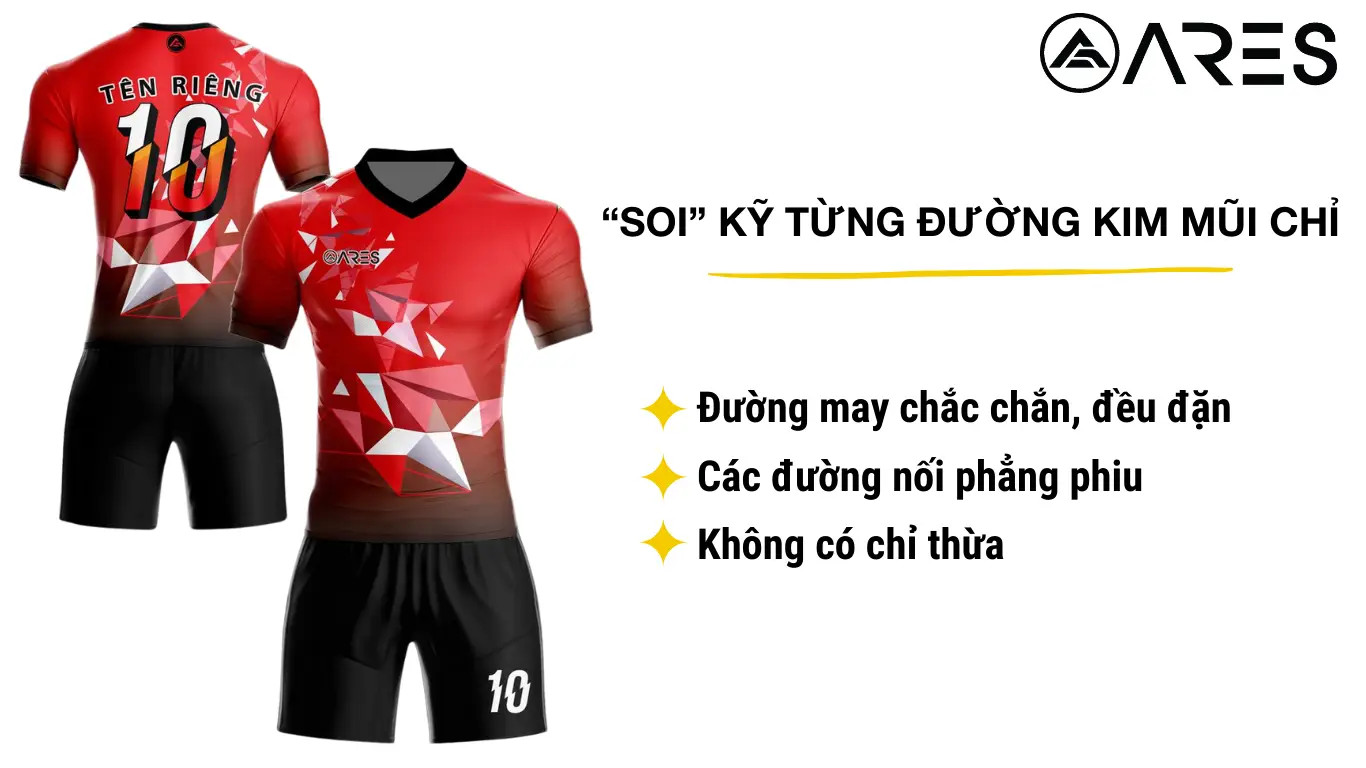 Kiểm tra đường kim mũi chỉ của mẫu áo bóng đá không logo trước khi mua