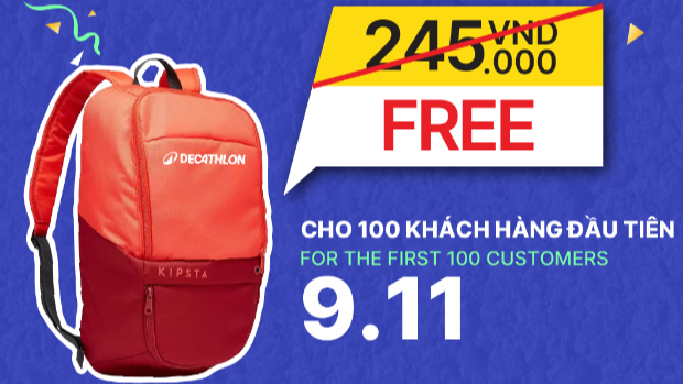 Balo thể thao Kipsta 17L Decathlon Parc Mall Quận 8 tặng khách hàng đầu tiên