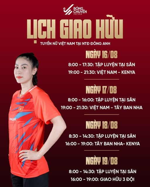 Lịch trình cập nhật các trận đấu trực tiếp bóng chuyền Việt Nam hôm nay và sắp tới trong khuôn khổ giải giao hữu quốc tế