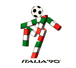 Linh vật Ciao, biểu tượng hình khối của World Cup 1990 tại Italia, hiện đại và độc đáo.