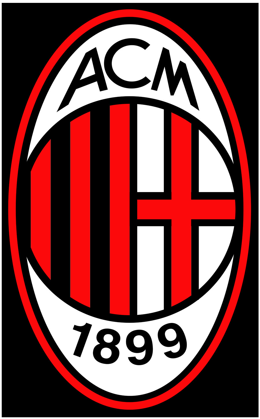 Logo AC Milan - khiên đỏ đen và chữ cái viết tắt, thể hiện phong cách và truyền thống lâu đời của Italia.
