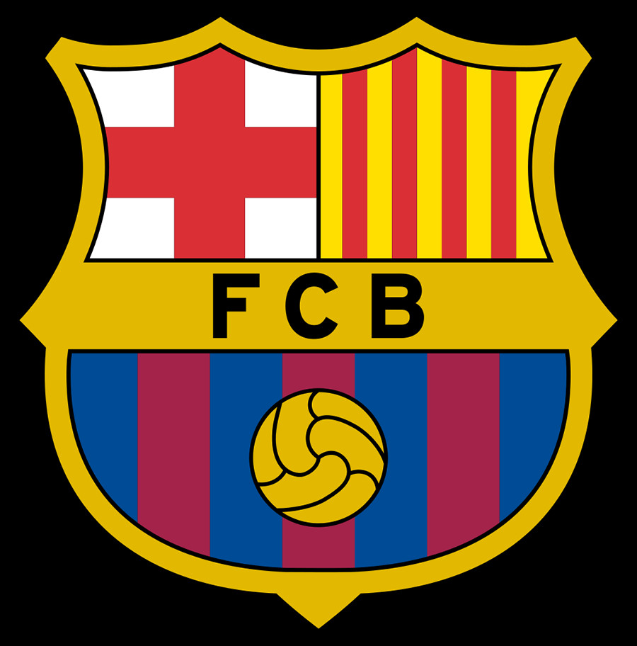 Logo Barcelona - khiên chia ô, cờ Catalan và quả bóng, biểu tượng của Catalonia và triết lý bóng đá.