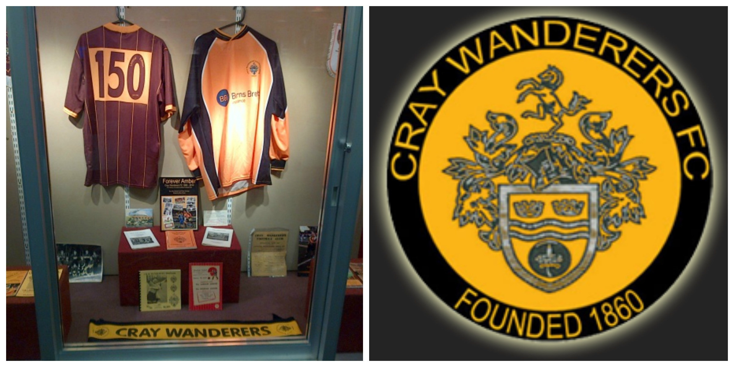 Logo Cray Wanderers F.C, một trong những đội bóng lâu đời nhất thế giới ở phía Nam nước Anh.