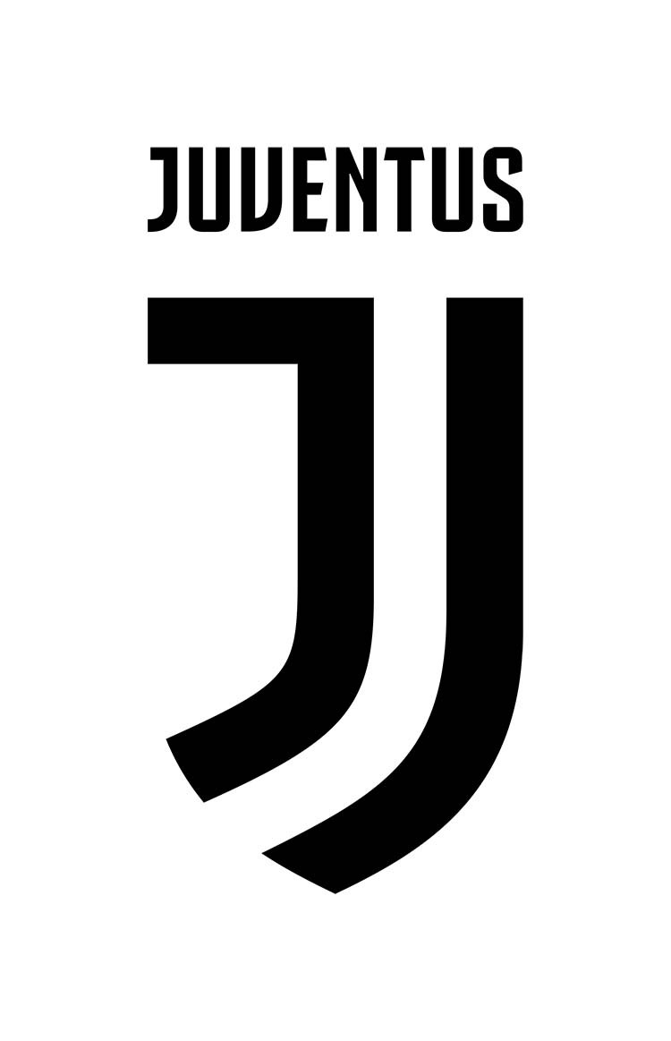Logo Juventus tối giản với chữ J cách điệu và hai sọc trắng đen, thể hiện sự hiện đại và tầm nhìn mới của câu lạc bộ.