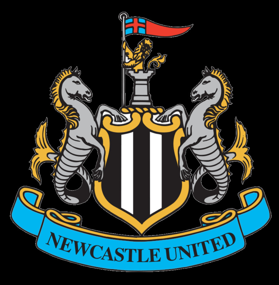 Logo Newcastle - hình ảnh sư tử và ngựa biển, biểu trưng cho di sản và sức mạnh của vùng Đông Bắc Anh.