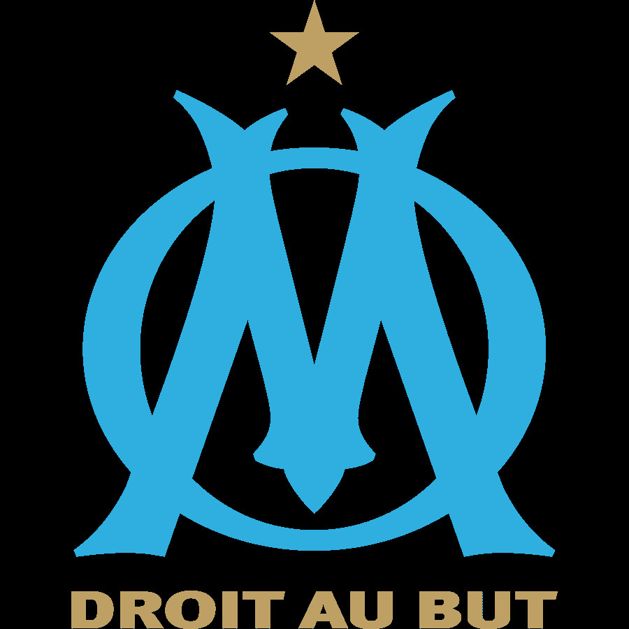 Logo Olympique Marseille - chữ M và ngôi sao, biểu tượng của thành phố cảng và thành công Champions League.