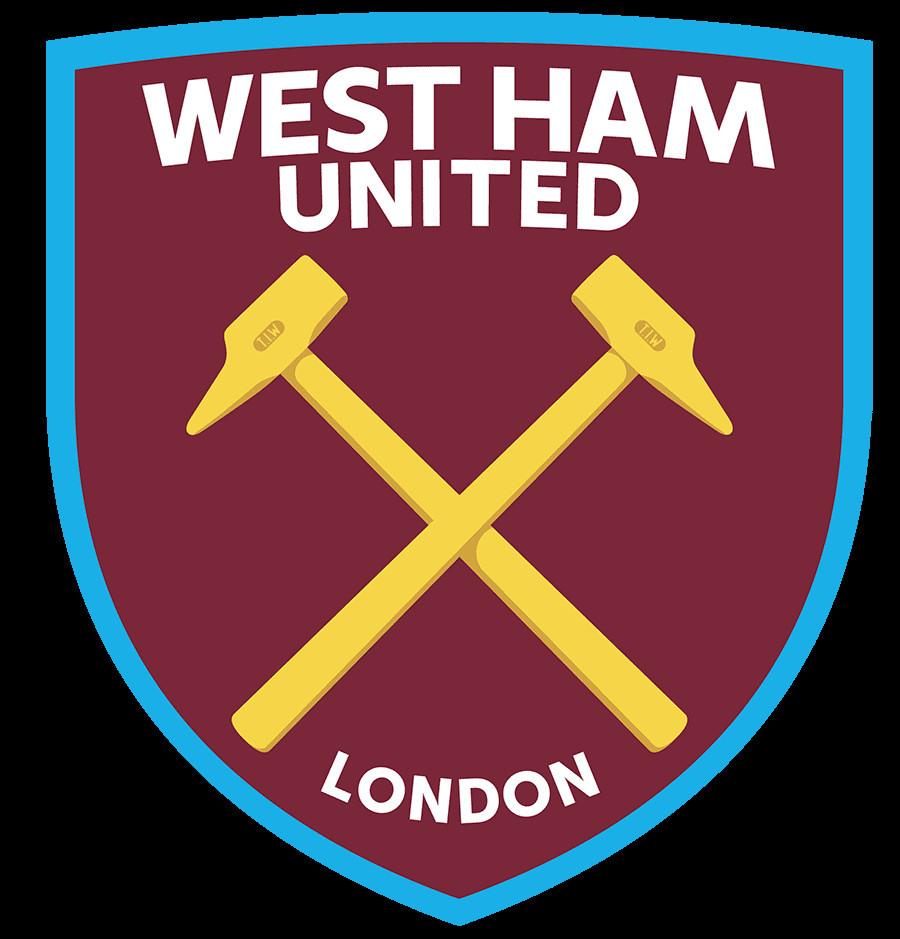 Logo West Ham - búa tạ và lâu đài Boleyn, biểu tượng của nguồn gốc công nghiệp và sức mạnh CLB.