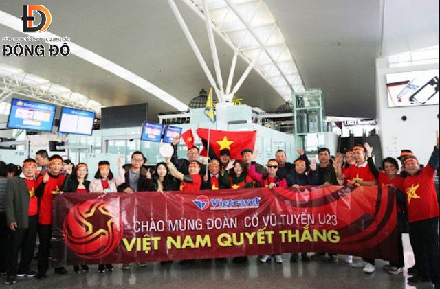 Mẫu bandroll chào mừng đoàn cổ vũ đội tuyển U23