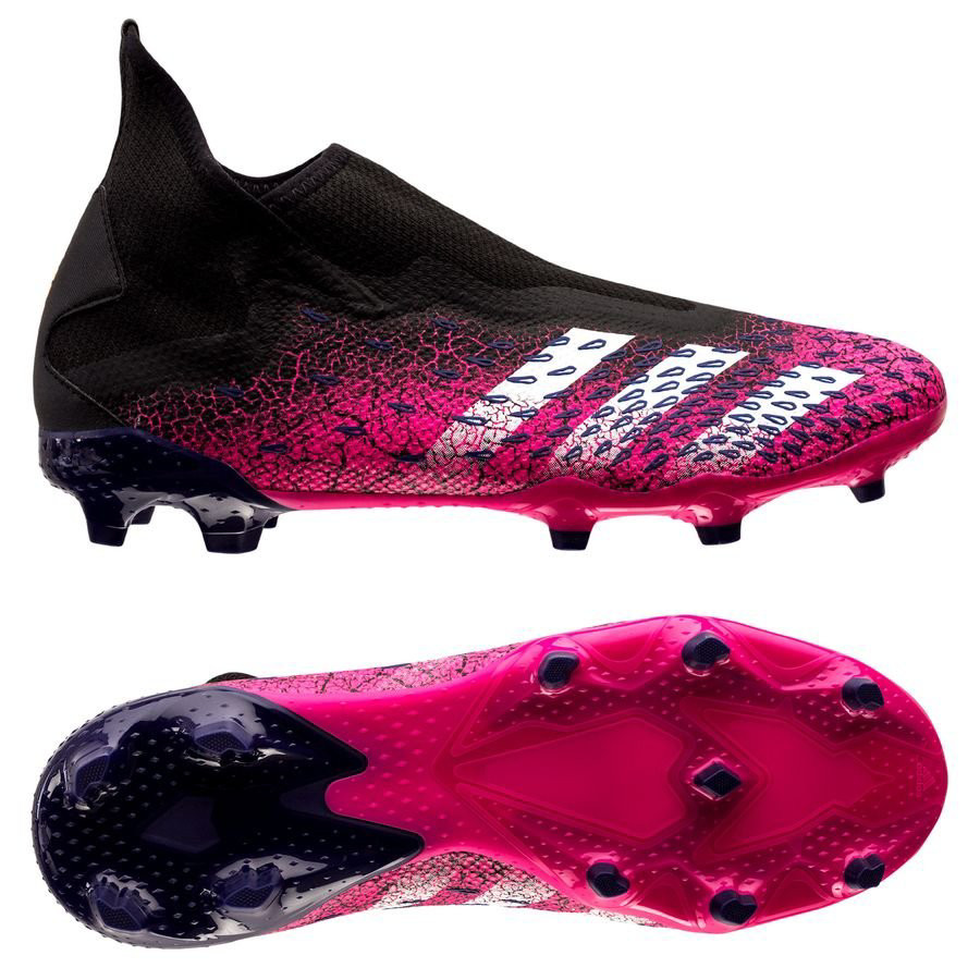 Mẫu giày bóng đá Predator Freak .3 Laceless FG/AG chính hãng, không dây buộc tạo bề mặt tiếp xúc bóng liền mạch, màu đen hồng.