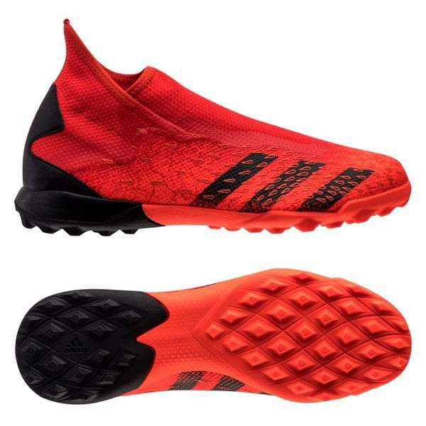 Mẫu giày bóng đá Predator Freak .3 Laceless TF Meteorite chính hãng, đinh TF phù hợp sân cỏ nhân tạo, gam màu đỏ đen mạnh mẽ.