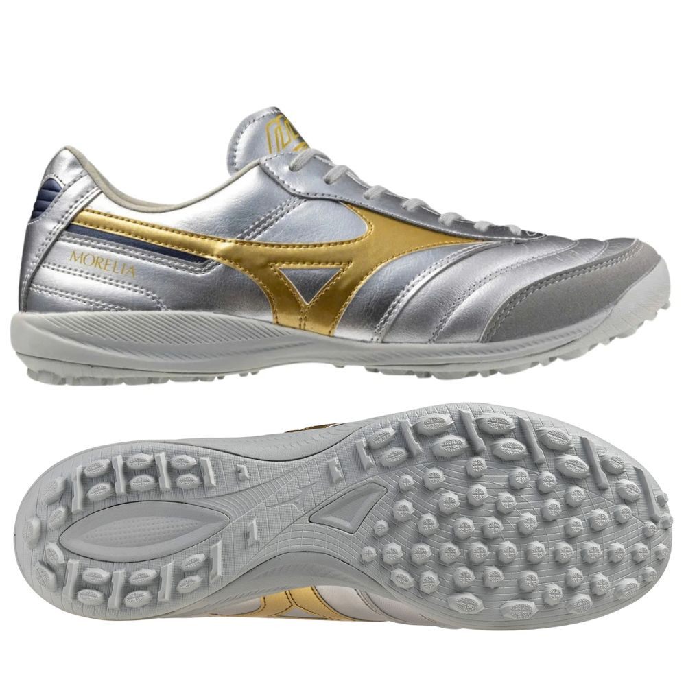 Mẫu giày đá bóng Mizuno Morelia Sala Pro TF Platinum chính hãng bạc vàng