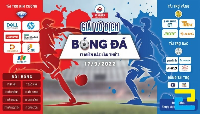 Mẫu phông nền giải vô địch bóng đá khối ngành IT, với biểu tượng công nghệ và thể thao hòa quyện