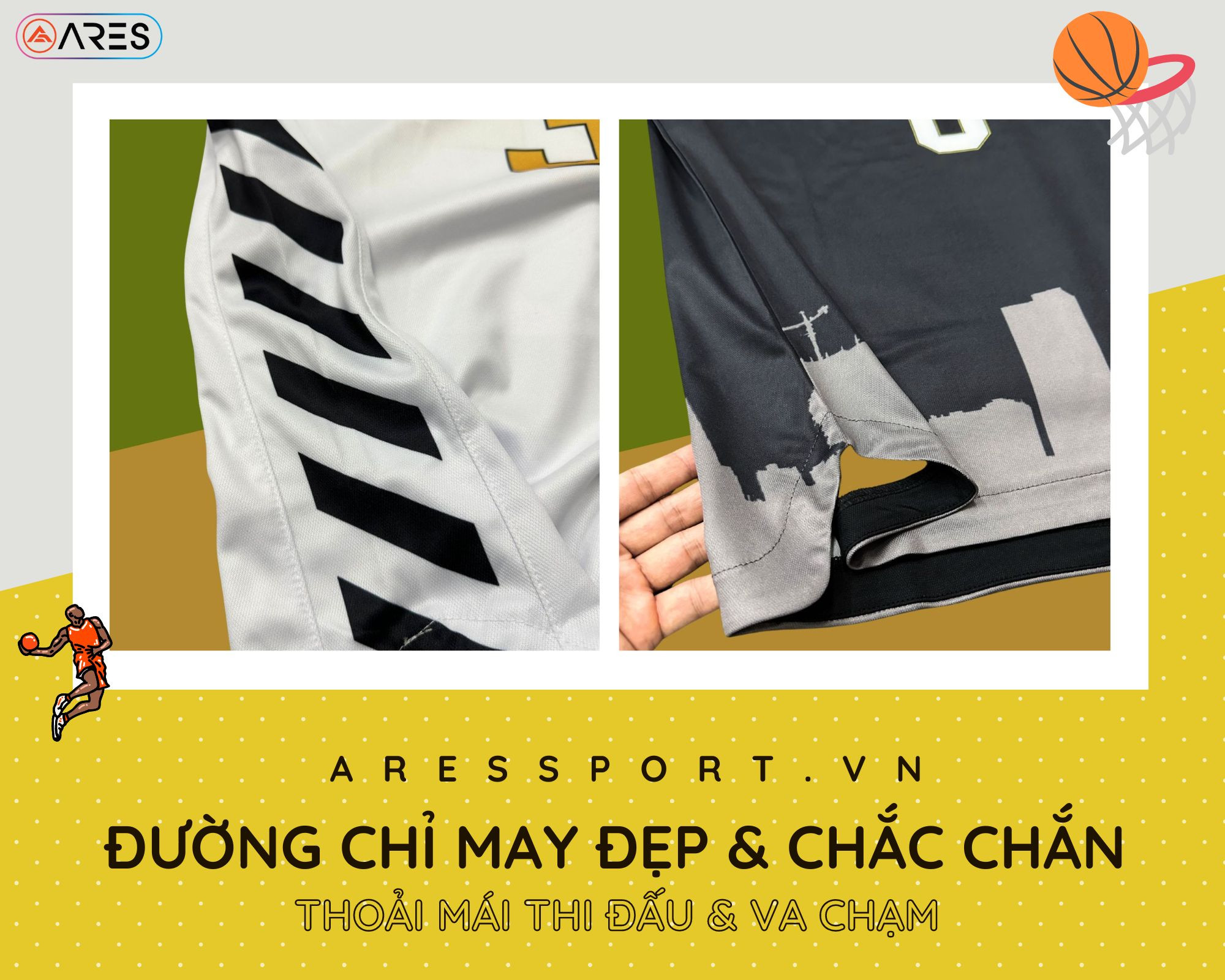 May áo bóng rổ có tay đẹp &amp; chắc chắn