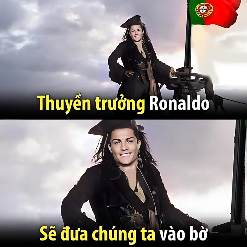 Meme bóng đá Cristiano Ronaldo với hành động ăn mừng đặc trưng