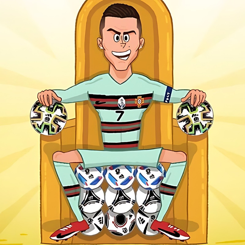 Meme bóng đá hài hước về Cristiano Ronaldo trên sân cỏ