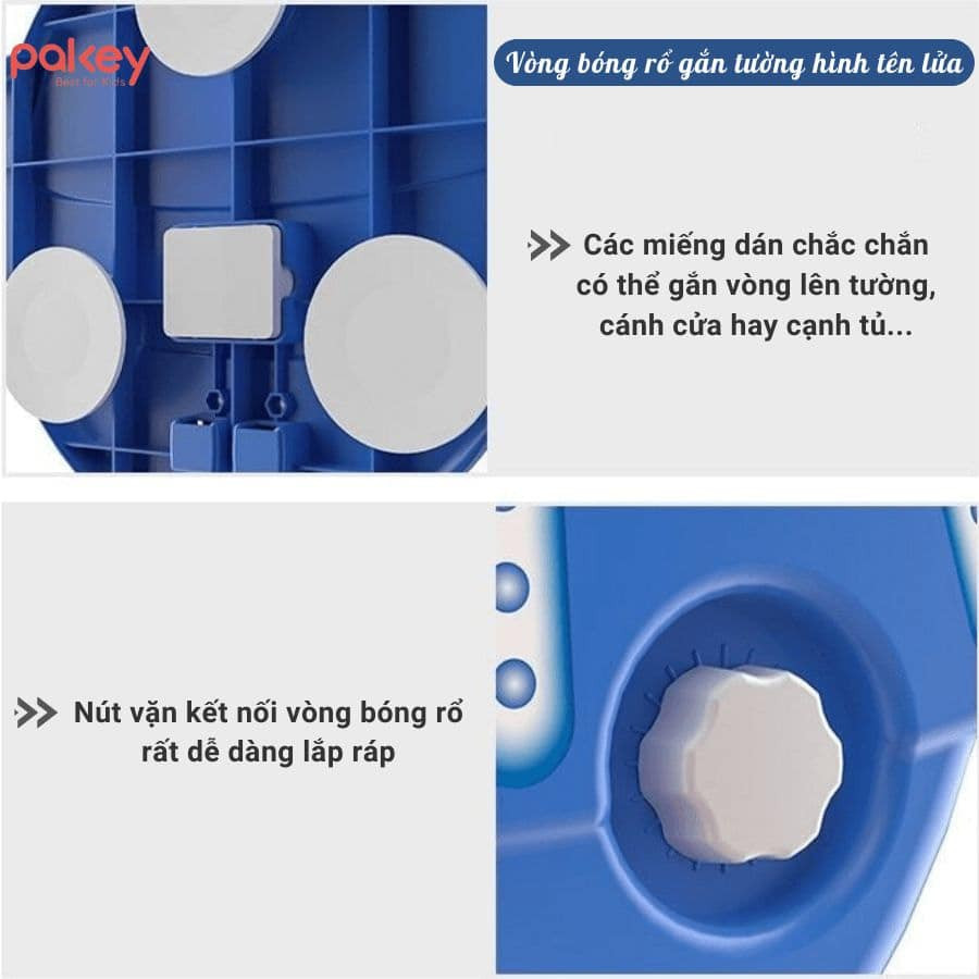 Miếng dán chắc chắn của bộ bóng rổ cho bé, đảm bảo an toàn khi chơi