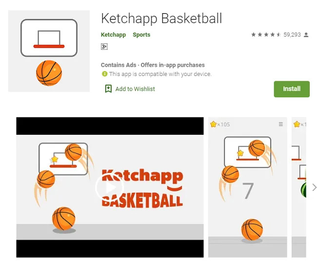 Người chơi thực hiện cú ném bóng hoàn hảo trong Ketchapp Basketball