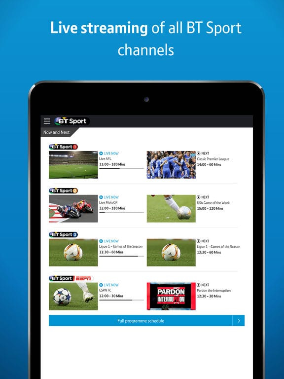 Người hâm mộ theo dõi giải đấu lớn qua ứng dụng BT Sport trên iPhone