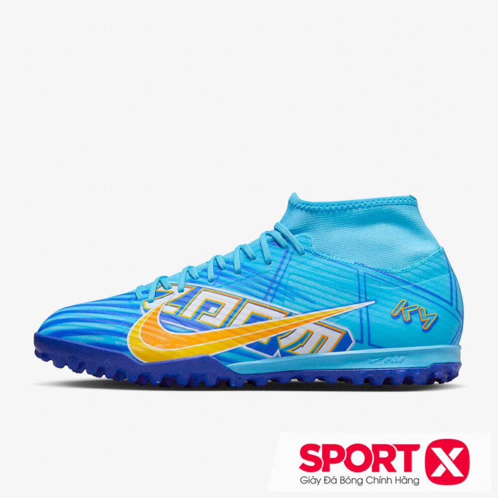 Nike Zoome Mercurial Superfly 9 Academy TF xanh dương/vàng chính hãng, độ bám tốt trên sân nhân tạo.