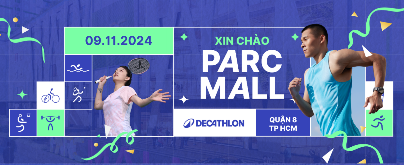 Tổng quan mặt tiền cửa hàng Decathlon Parc Mall Quận 8 hiện đại