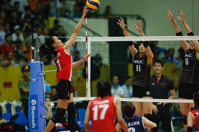 Pha bóng chuyền kịch tính trong trận chung kết VTV Cup 2019