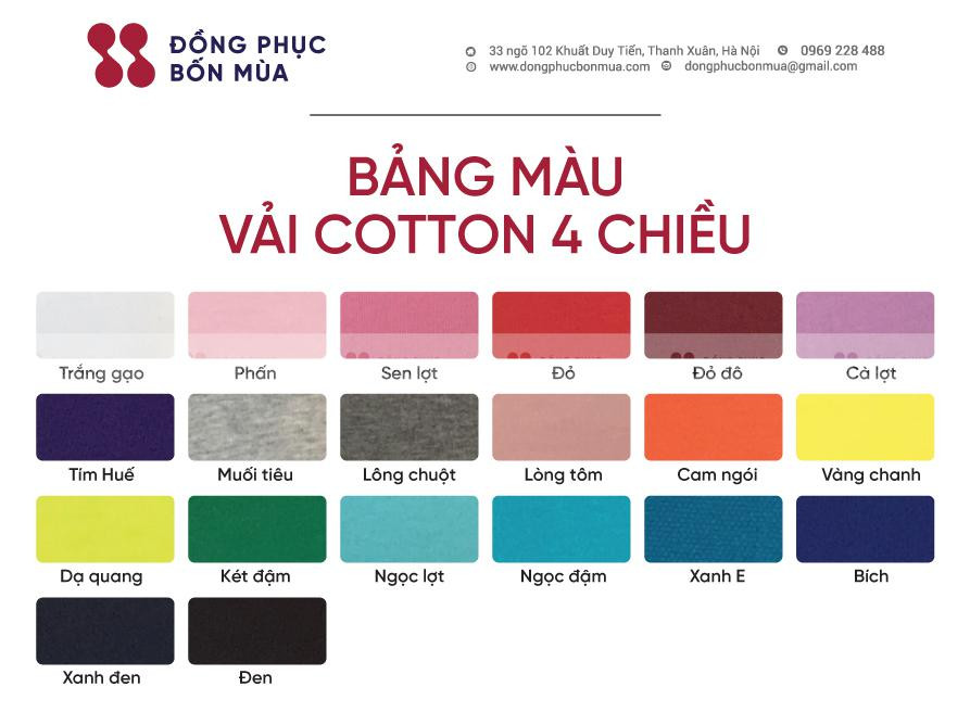 Phối màu vải thun cotton 4 chiều cho quần áo bóng rổ nữ