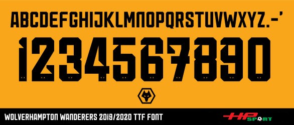 Download font chữ áo bóng đá Wolverhampton Wonderers 2020