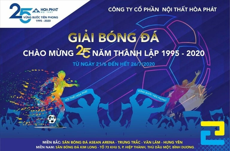 Phông nền giải bóng đá chuyên nghiệp góp phần tạo nên không gian sự kiện ấn tượng và thu hút mọi ánh nhìn