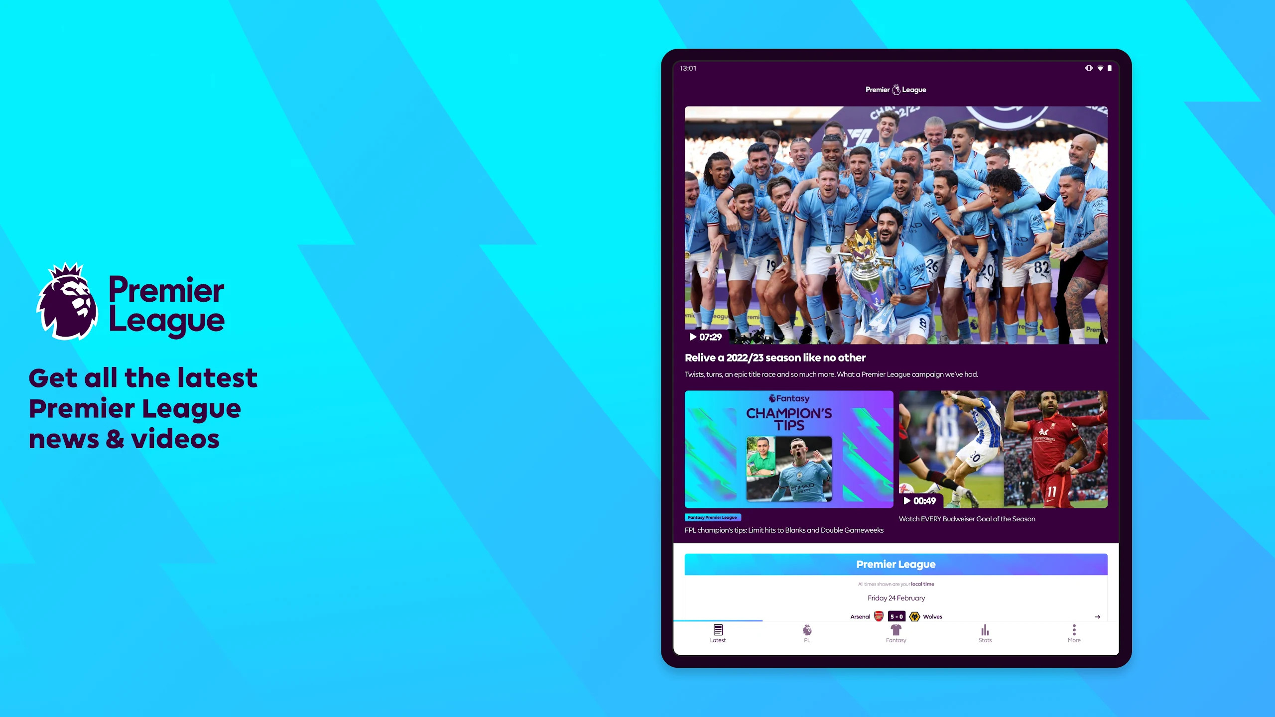 Premier League Official App danh cho nguoi ham mo xem bong da truc tiep tren Android