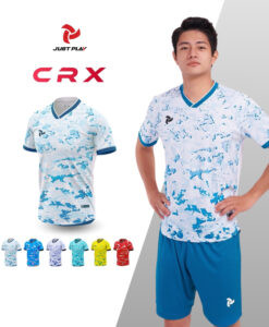 Quần áo đá bóng nữ Just Play CRX màu trắng xanh