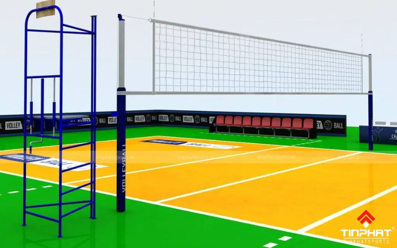 Sân bóng chuyền hơi hình chữ nhật theo luật bóng chuyền hơi 2024 mới nhất