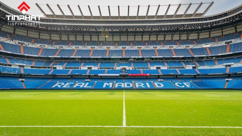 Sân vận động Santiago Bernabeu nổi bật với cấu tạo mặt sân bóng đá cỏ tự nhiên hoàn hảo