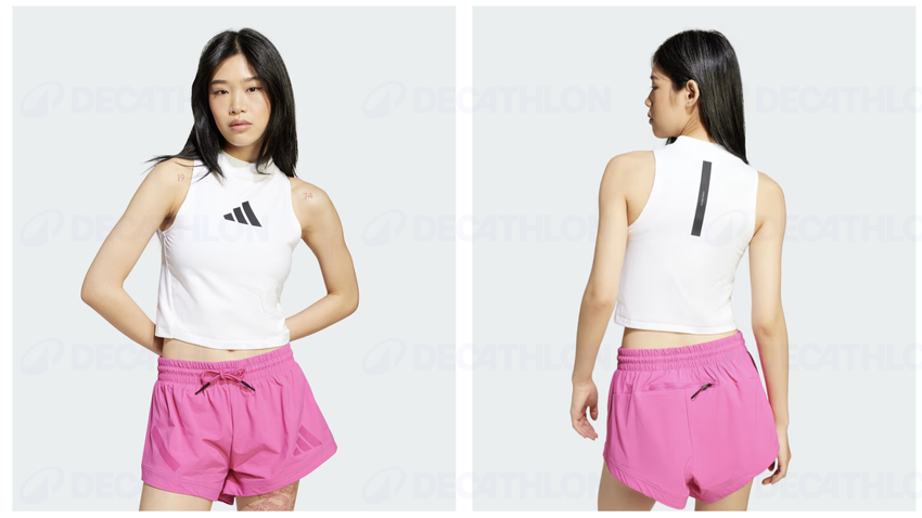 Set áo ba lỗ croptop mix chân quần short hồng neon cá tính, áo croptop pickleball nữ